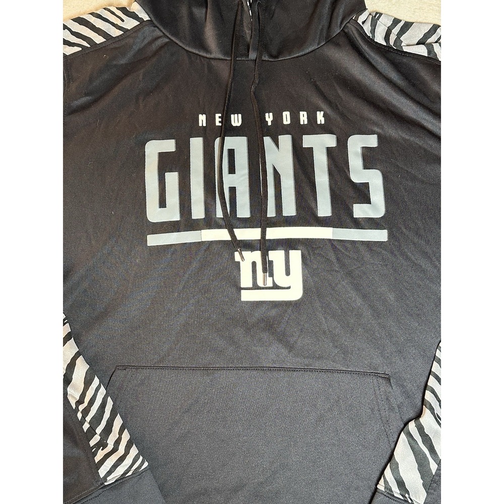 Zubaz Mens 2XL New York Giants Black Pullover Hoodie Zebra Print NFL - Picture 4 of 8